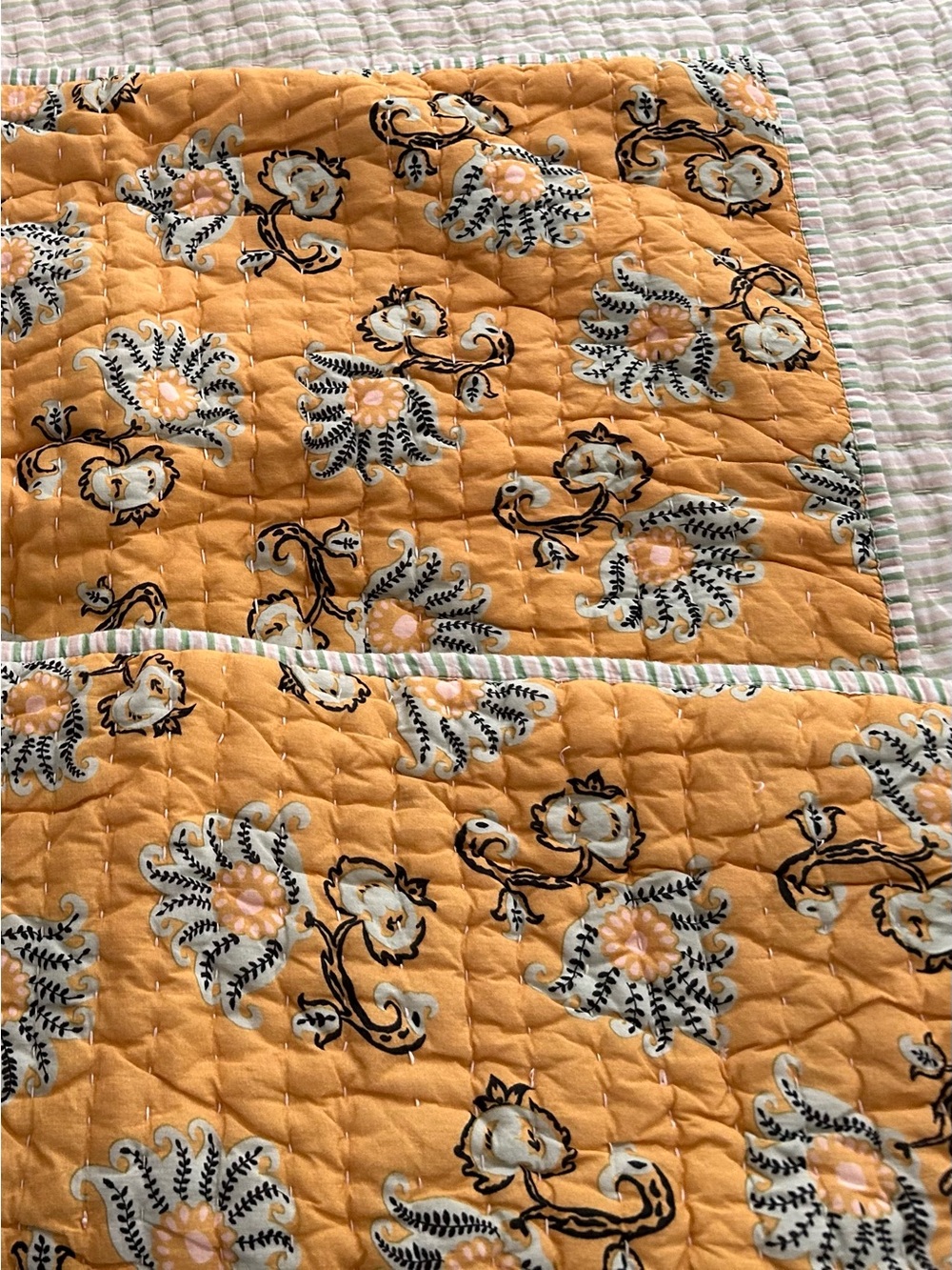 West Elm Mustard Floral Quilted pillow shams